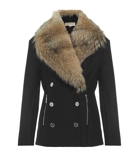 michael kors pea coats|michael kors fur collar coats.